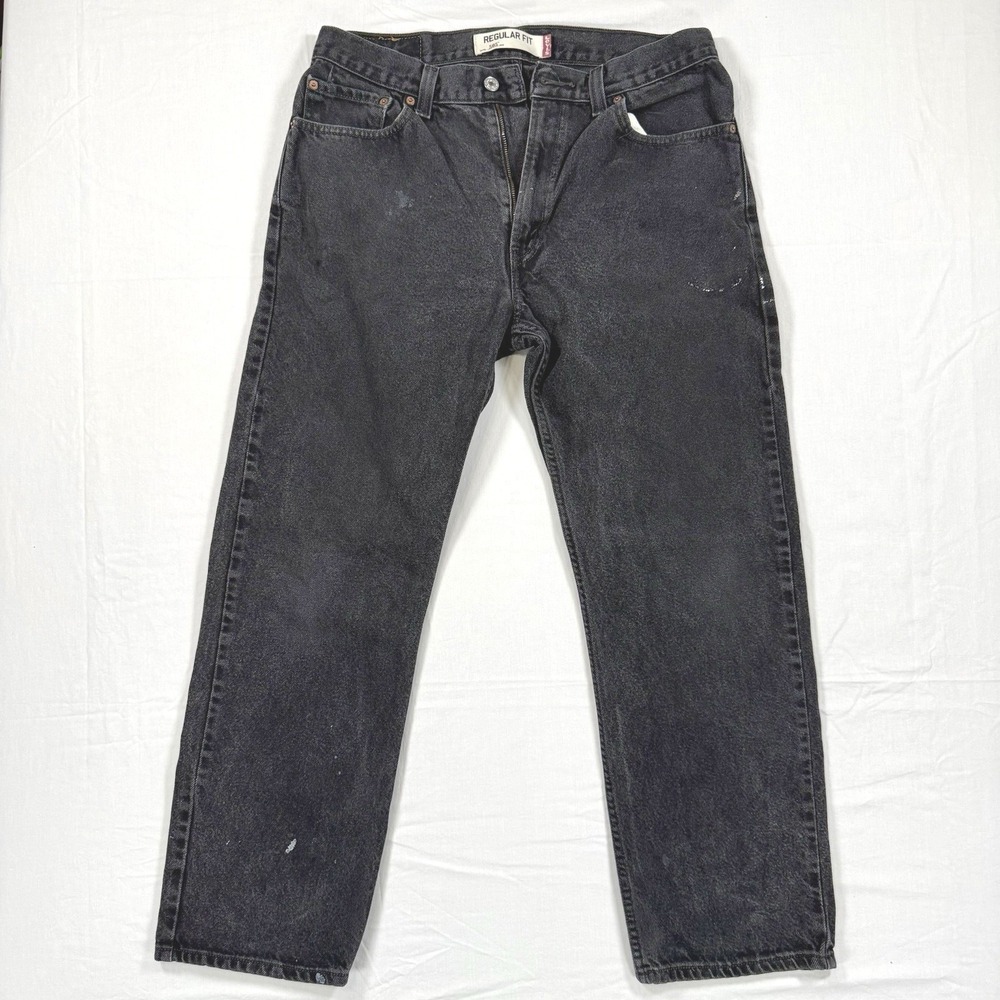 Levi's 505 Regular Fit Jeans Men's 34x30 Black Denim Straight Leg Made in Mexico